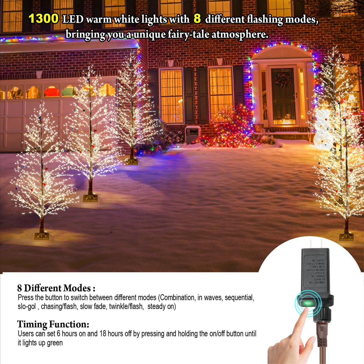 6FT Lighted Birch Tree with 1300 LED Lights O115376