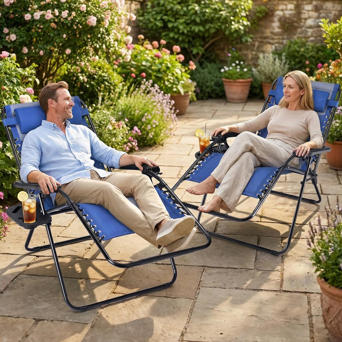 Oversized Padded Zero Gravity Lounge Chairs Set of 2 W30222
