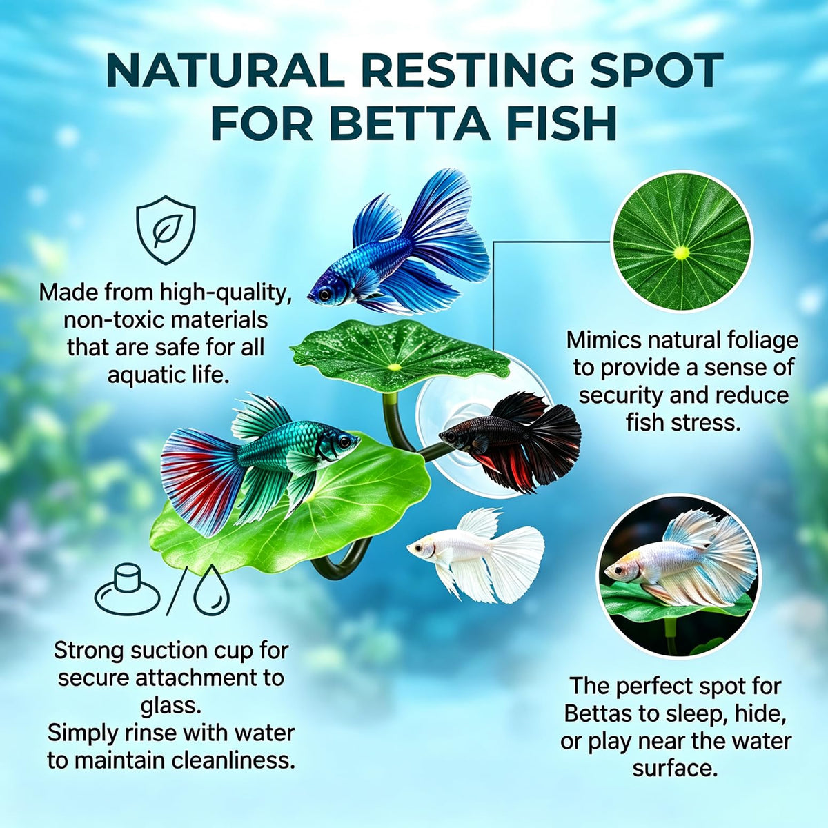 Betta Fish Hammock Tunnel Leaf Pad Resting Bed Y876746