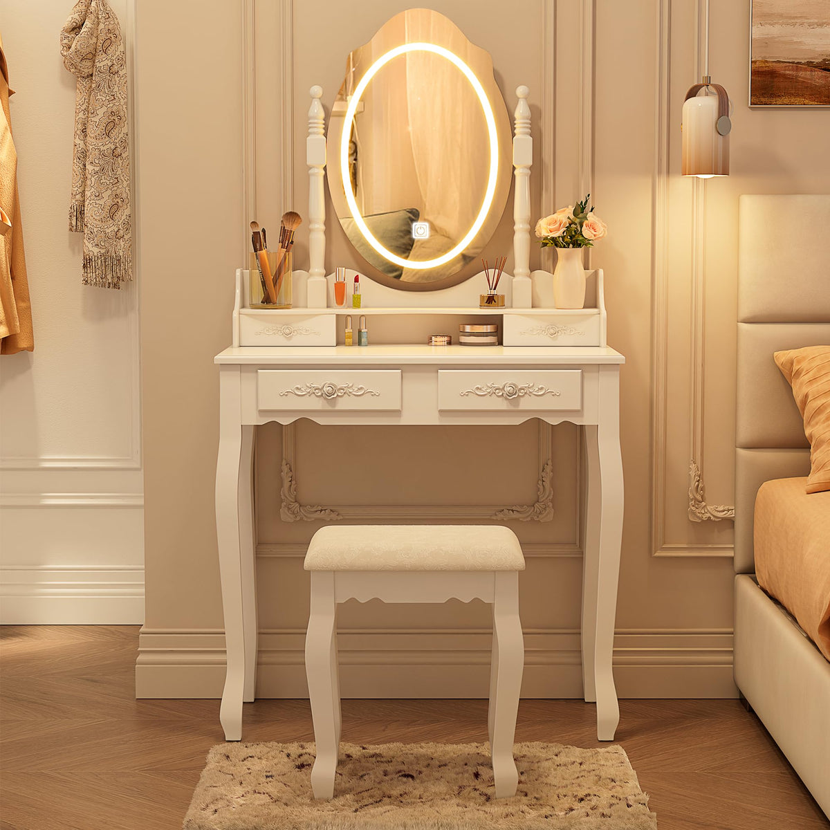 Vanity Desk with Mirror and Lights C550185