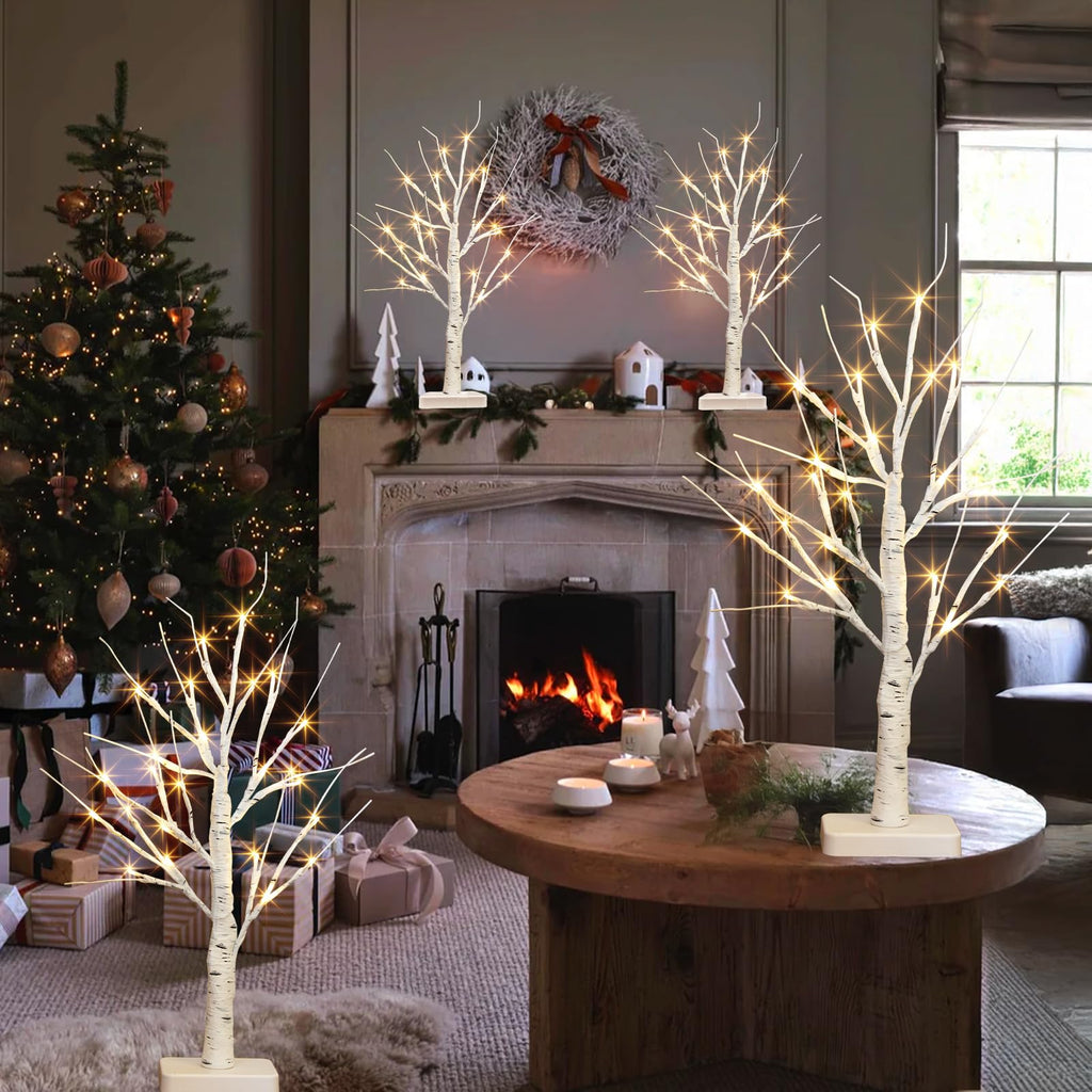 22" White Birch Tabletop Tree with LED Lights (4PK) D894175
