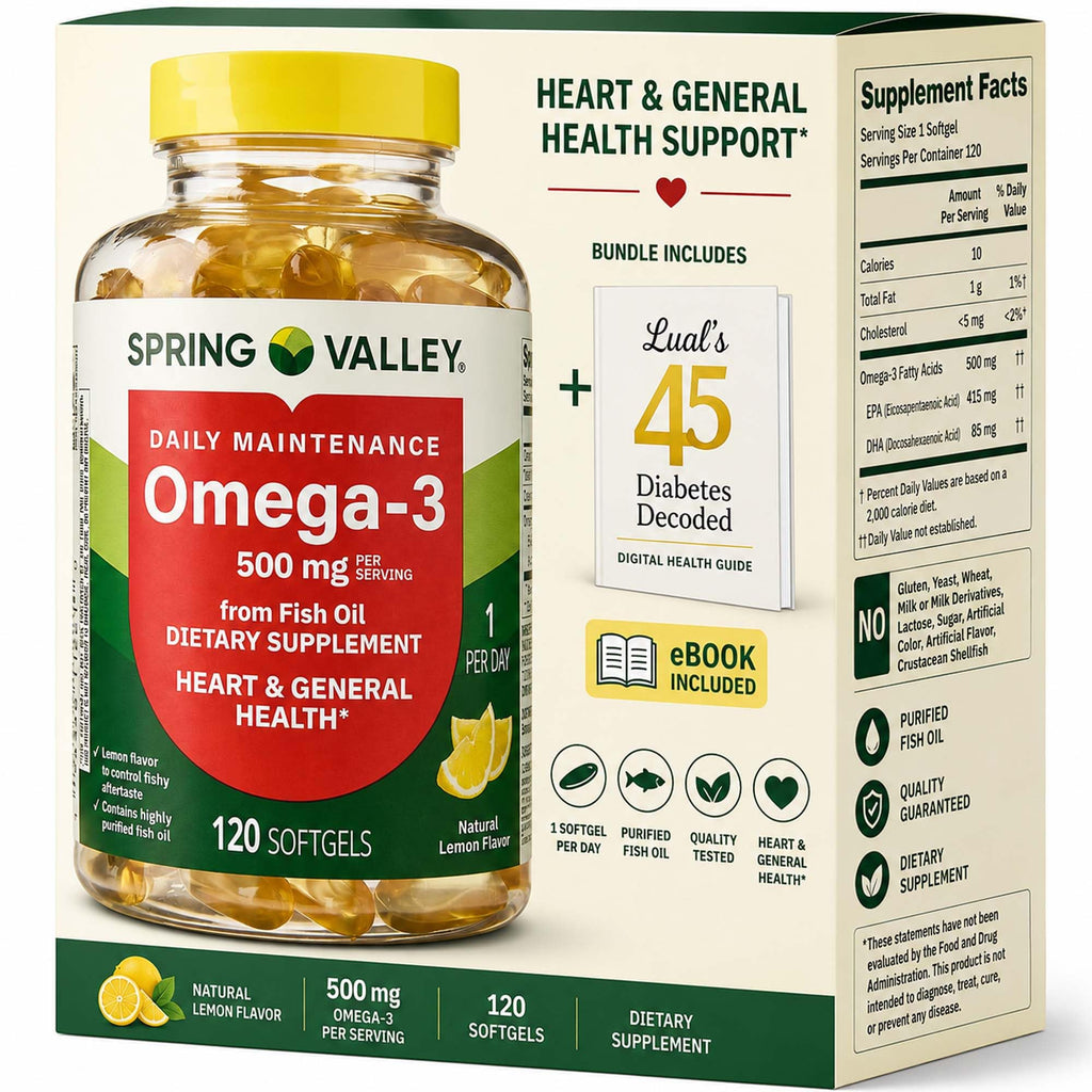 Omega-3 Fish Oil 500 mg 120 Count SoftGels Dietary Supplement Q173