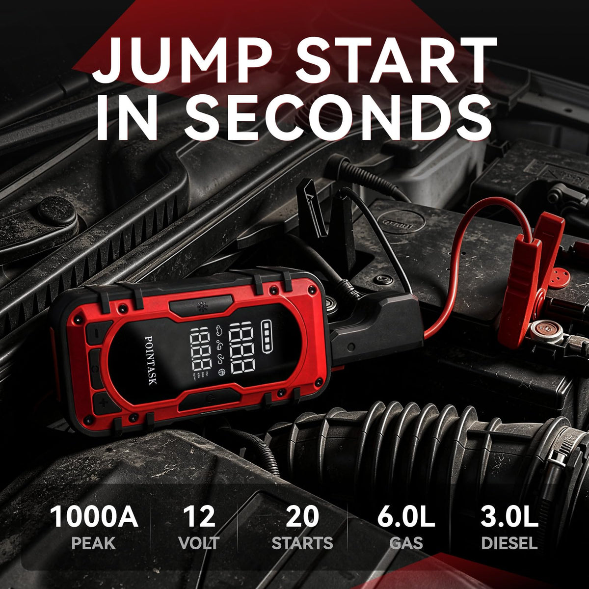 12V Portable Car Jump Starter with Air Compressor G73023