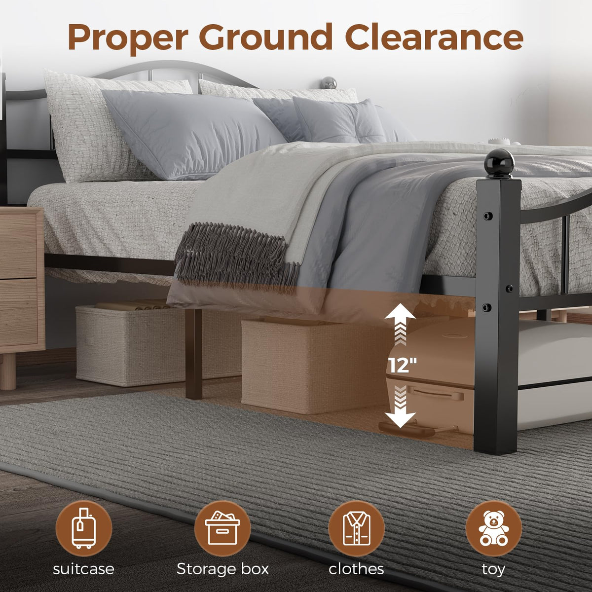 Full Size Bed Frames with Headboard M9072