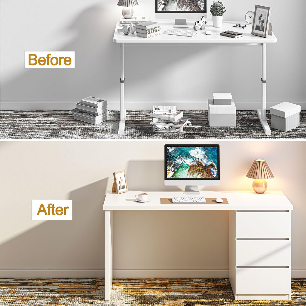White Desk with Drawers L157222