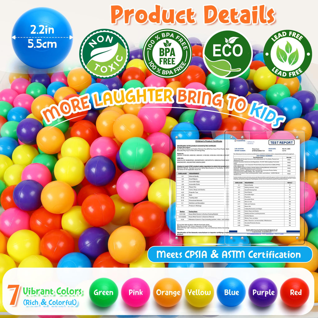 Crush Proof Plastic Ball Pit Balls with Storage Bag I506