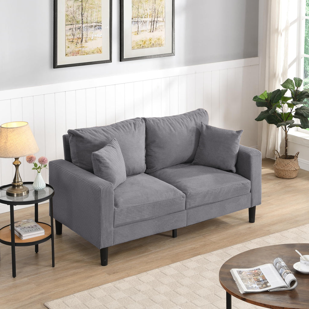 Light Gray Upholstered 2 Seat Loveseat Sofa A802976