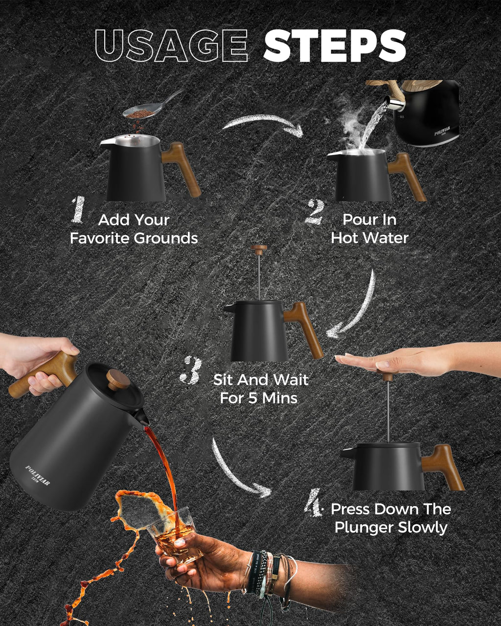 French Press Coffee Maker 34 oz C530379