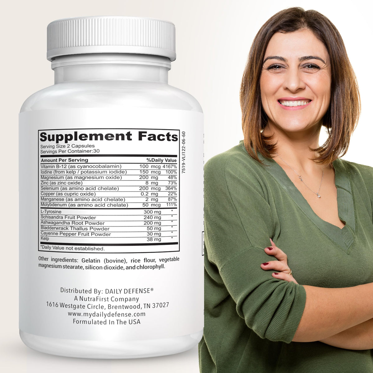 Selenium with Iodine Zinc B12 Ashwagandha Thyroid Support Supplement R78708