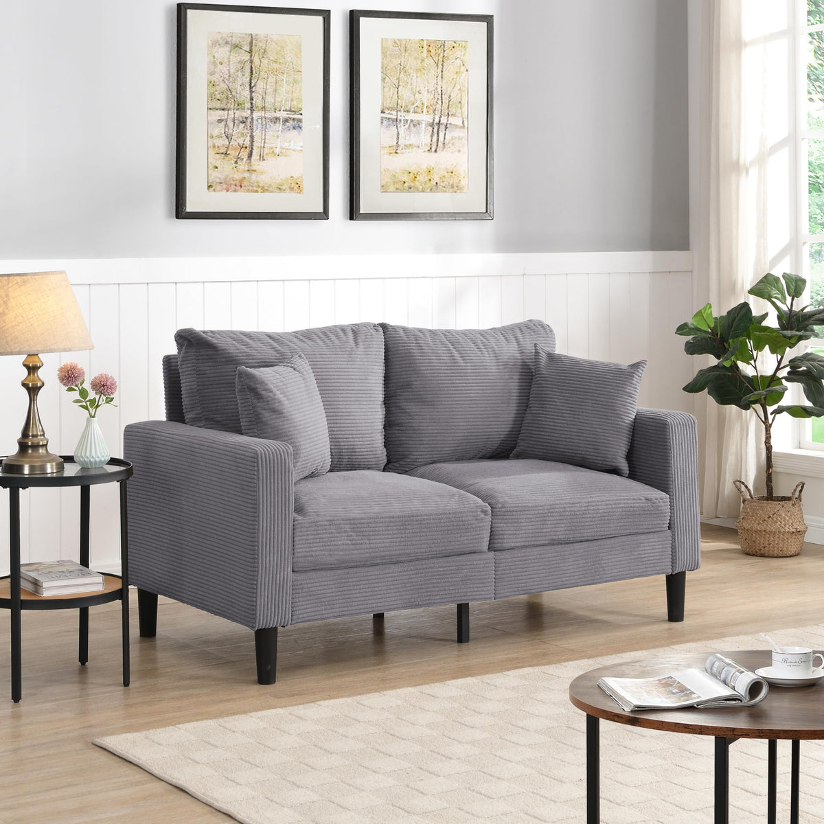 Light Gray Upholstered 2 Seat Loveseat Sofa A802976