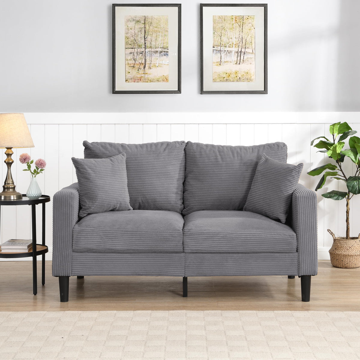 Light Gray Upholstered 2 Seat Loveseat Sofa A802976
