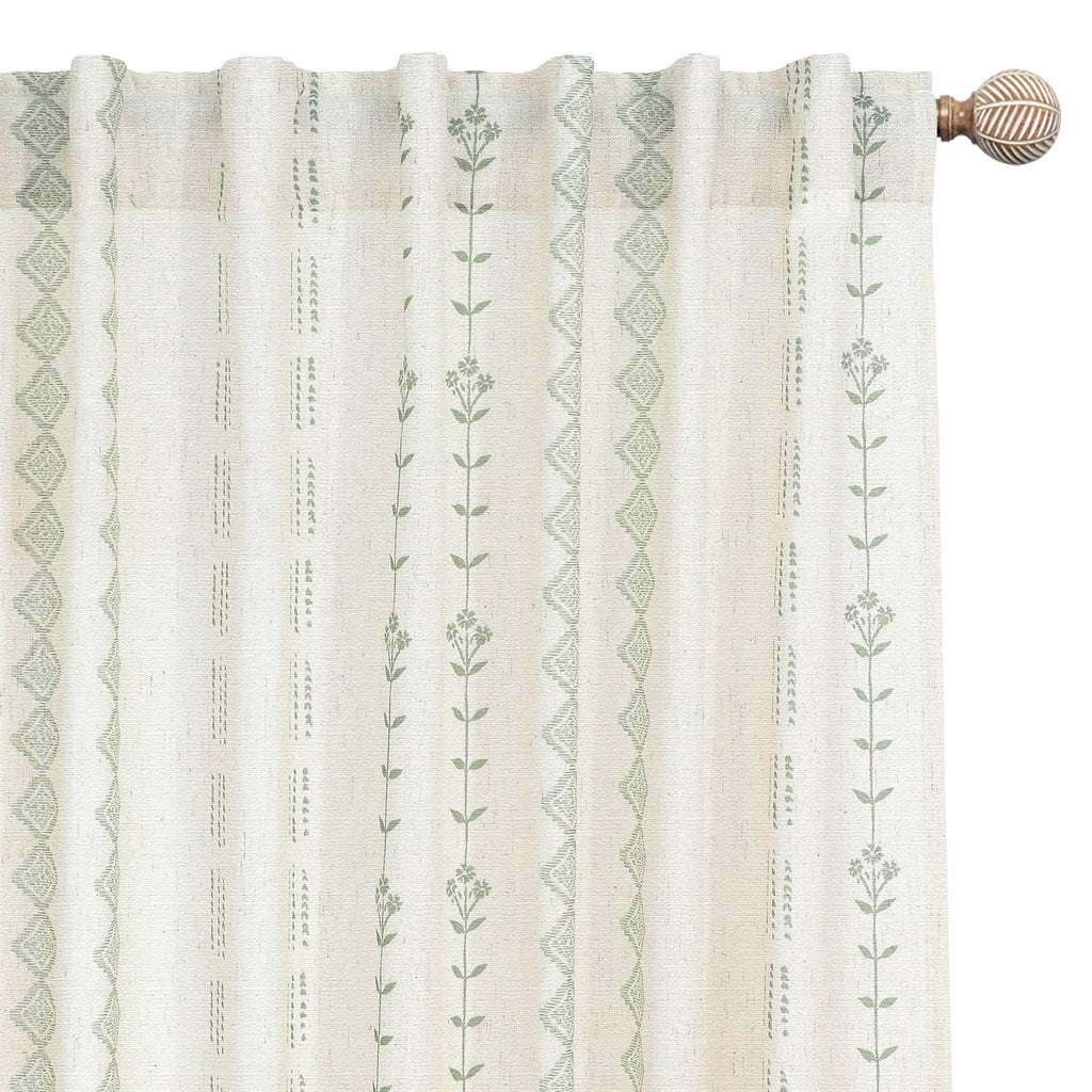 Green Striped Sheer Curtains 96 Inches Long Q847