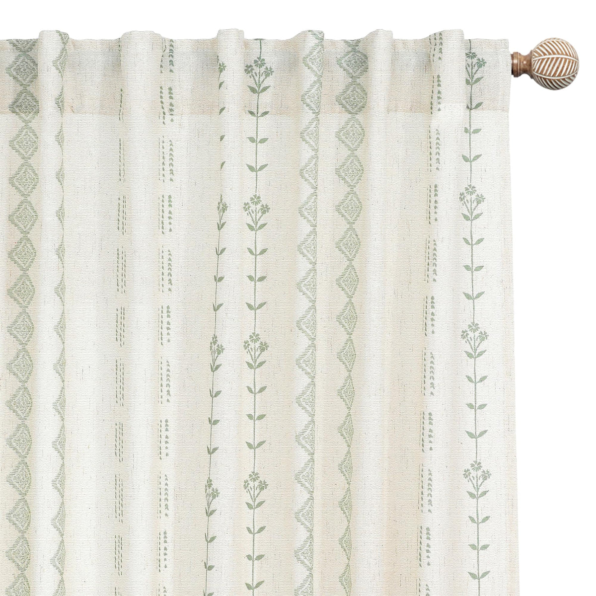 Green Striped Sheer Curtains 96 Inches Long Q847