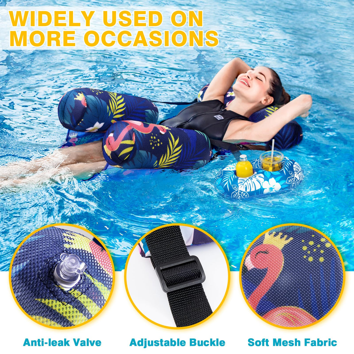2 Pack Inflatable Pool Float Chair with Cup Holders W340