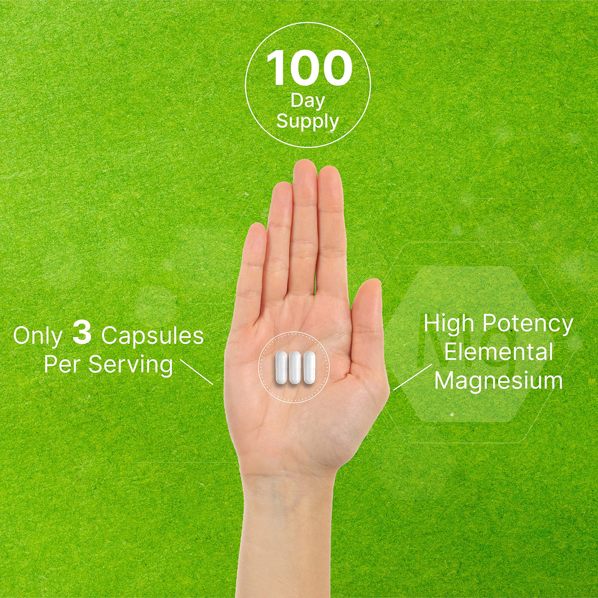 Magnesium Glycinate 400mg, 300 Capsules B3952